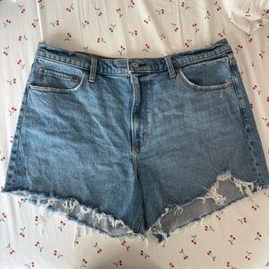 Abercrombie & Fitch Blue Frayed Jean Shorts